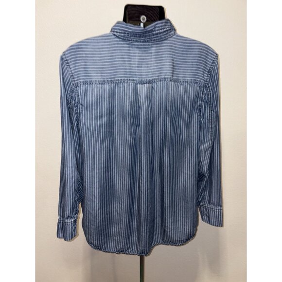 Serra Retreat Women's Size XL Blouse Top  Long Sleeve High Low Button Front Blue - Picture 5 of 7